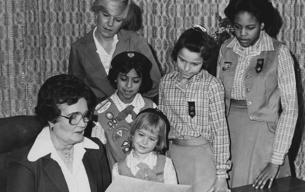 Lila Cockrell with Girl Scouts