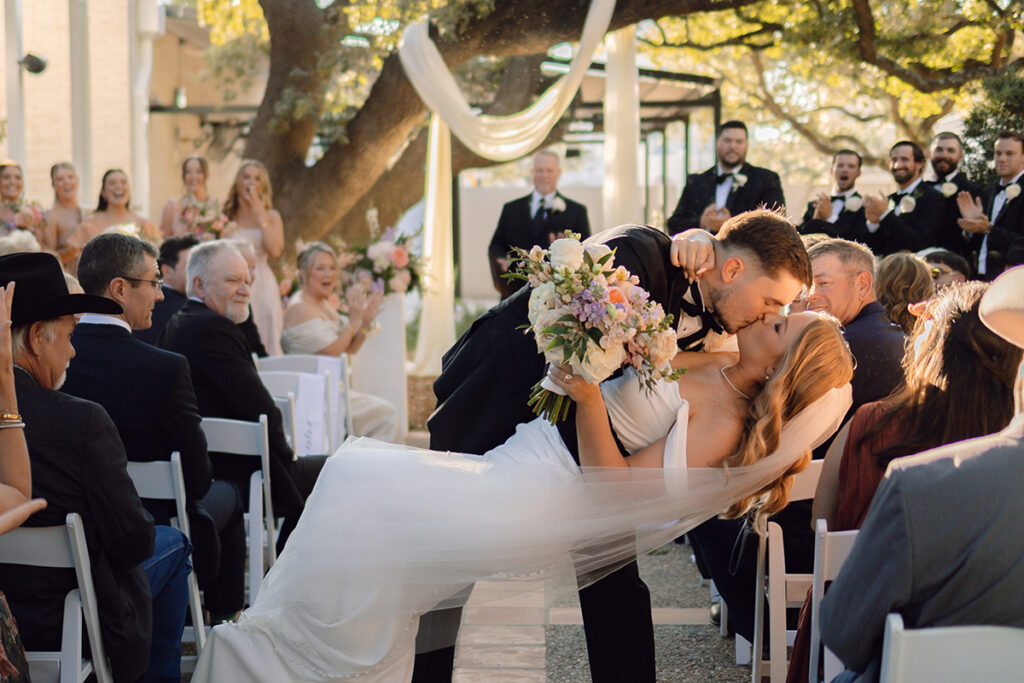 Wedding couple kissing