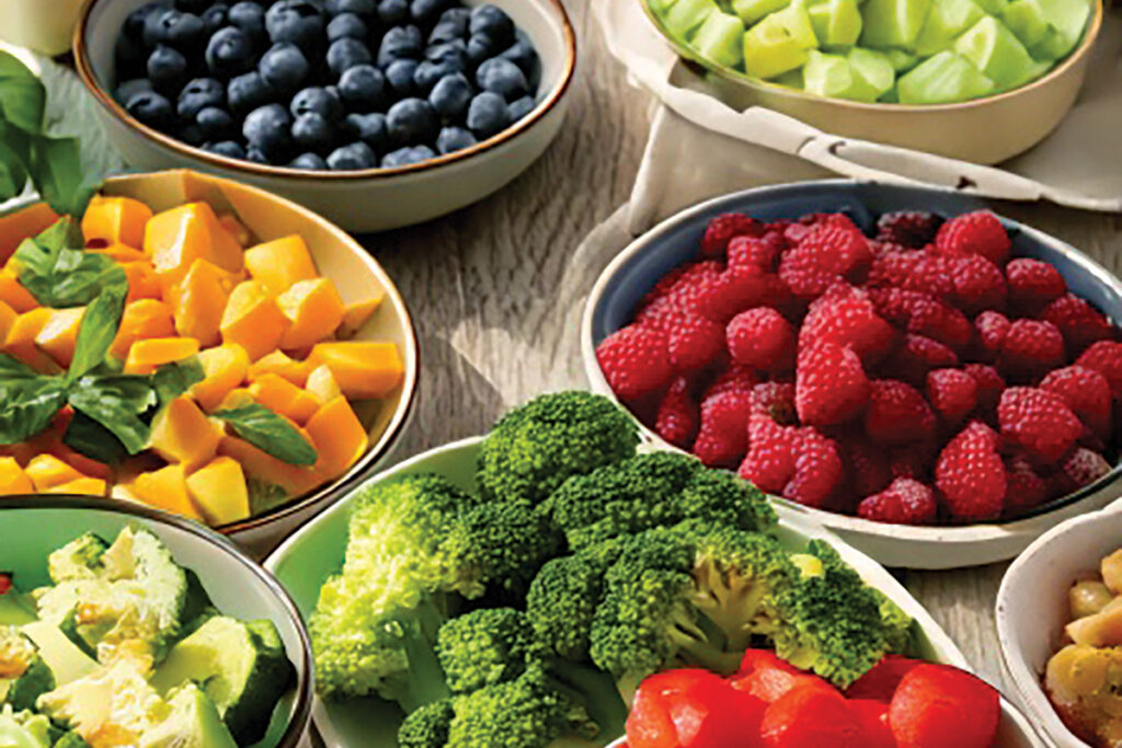 Dishes full of vegetables