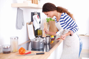 Woman making healthy dinner